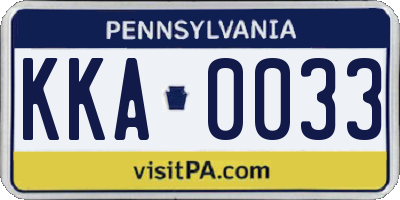 PA license plate KKA0033