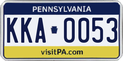 PA license plate KKA0053