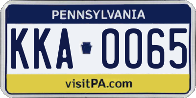 PA license plate KKA0065