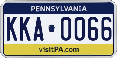 PA license plate KKA0066