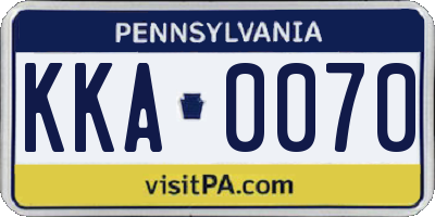 PA license plate KKA0070