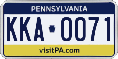PA license plate KKA0071