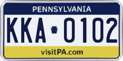 PA license plate KKA0102