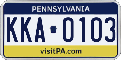 PA license plate KKA0103