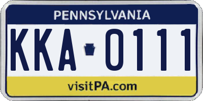 PA license plate KKA0111