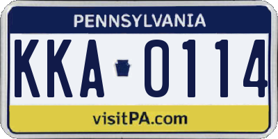 PA license plate KKA0114