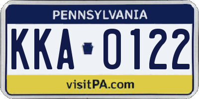 PA license plate KKA0122