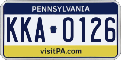 PA license plate KKA0126