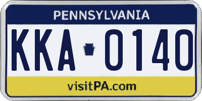 PA license plate KKA0140