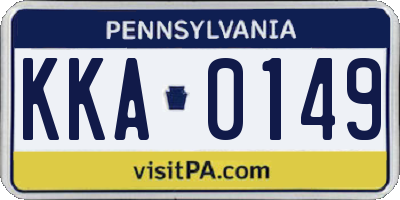 PA license plate KKA0149