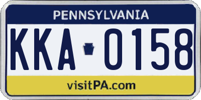 PA license plate KKA0158
