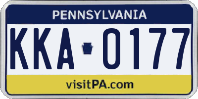 PA license plate KKA0177
