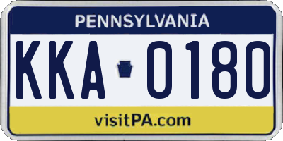 PA license plate KKA0180