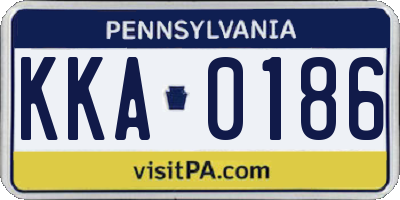 PA license plate KKA0186