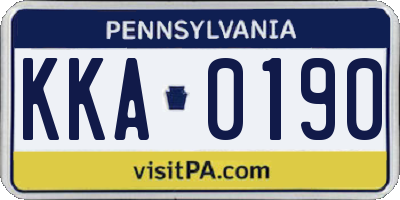 PA license plate KKA0190