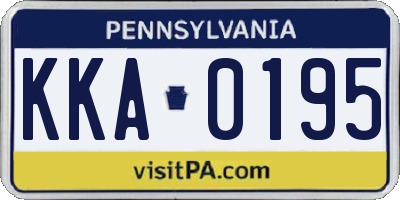 PA license plate KKA0195