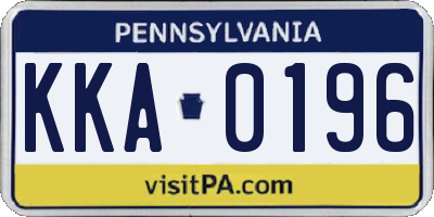 PA license plate KKA0196