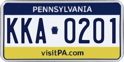 PA license plate KKA0201