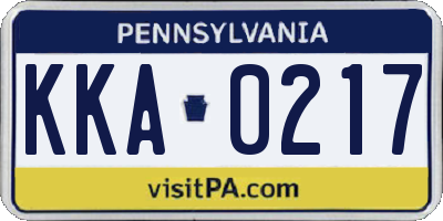 PA license plate KKA0217