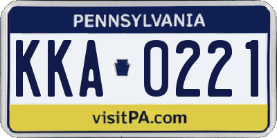PA license plate KKA0221