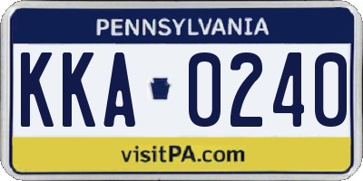 PA license plate KKA0240