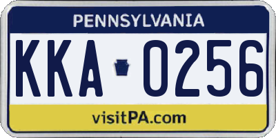 PA license plate KKA0256