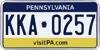 PA license plate KKA0257