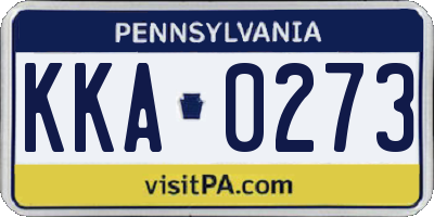 PA license plate KKA0273