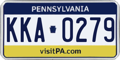 PA license plate KKA0279
