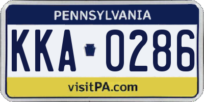 PA license plate KKA0286