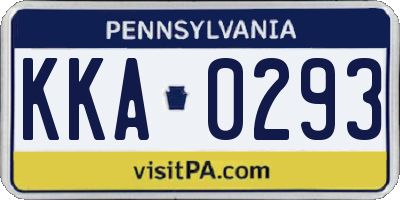 PA license plate KKA0293