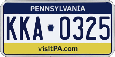 PA license plate KKA0325