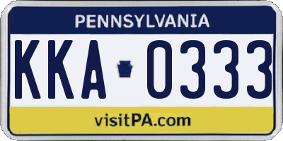 PA license plate KKA0333