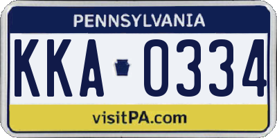 PA license plate KKA0334