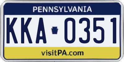 PA license plate KKA0351