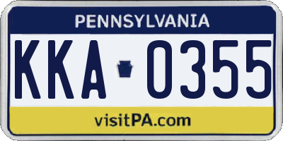 PA license plate KKA0355
