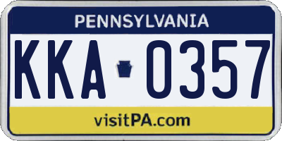 PA license plate KKA0357