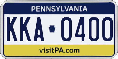 PA license plate KKA0400