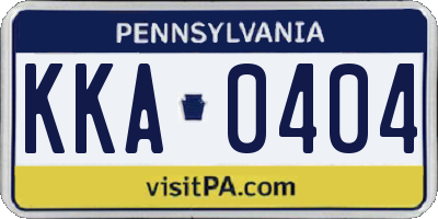 PA license plate KKA0404