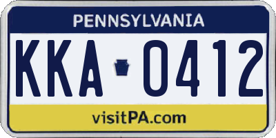 PA license plate KKA0412