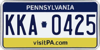 PA license plate KKA0425