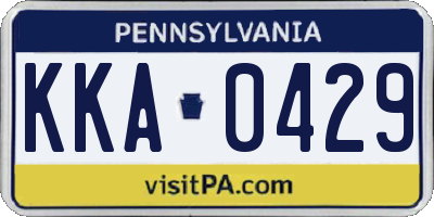 PA license plate KKA0429