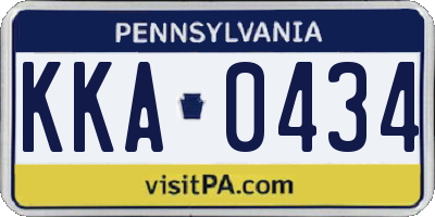 PA license plate KKA0434