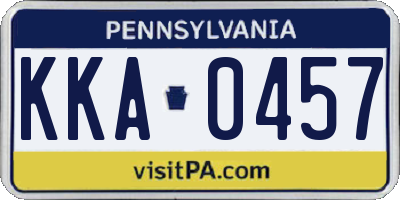 PA license plate KKA0457