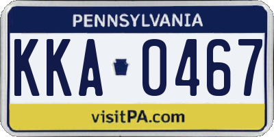 PA license plate KKA0467