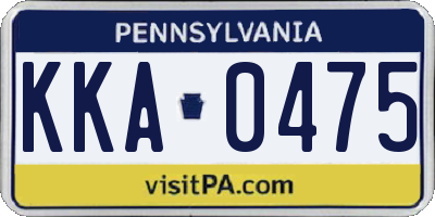 PA license plate KKA0475