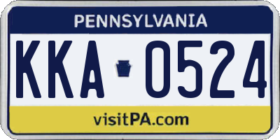 PA license plate KKA0524