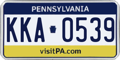 PA license plate KKA0539
