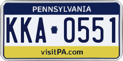 PA license plate KKA0551