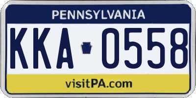 PA license plate KKA0558